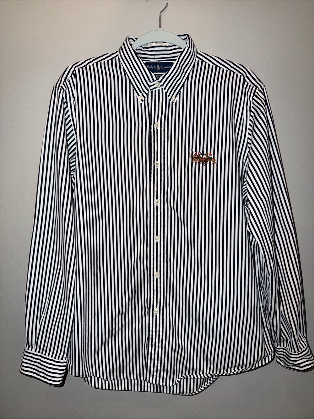 Vintage Ralph Lauren Striped Button Down Shirt - Multi-Horse Logo preppy luxe